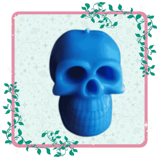 Blue Skull Candle Large