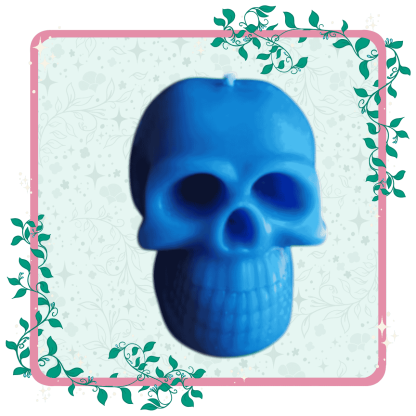 Blue Skull Candle Large