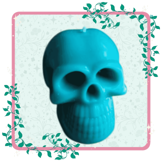 Teal Skull Candle Large