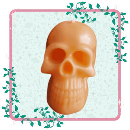 Orange Skull Candle Large